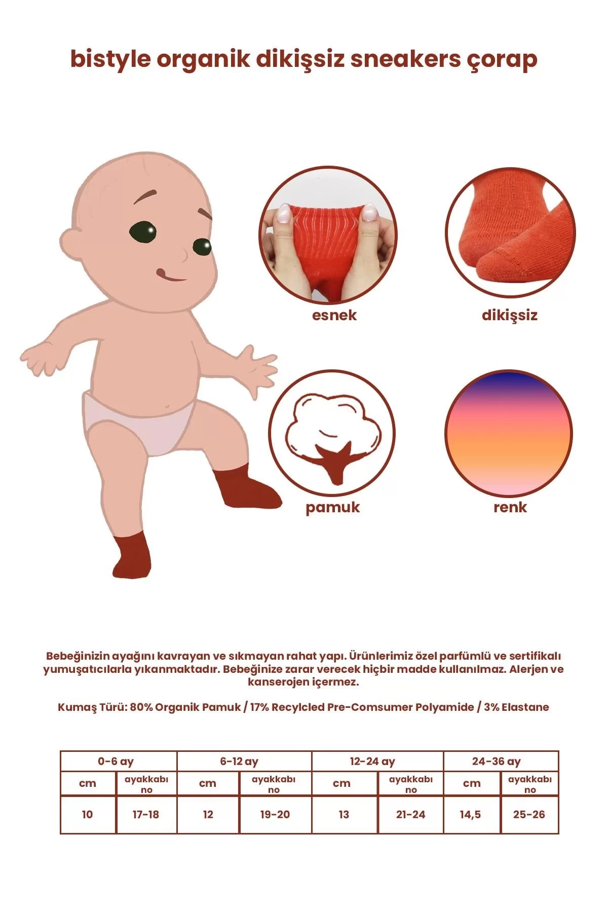 Çemberli Kaymaz Soket Çorap 2'li Bej-ekru - Görsel 12