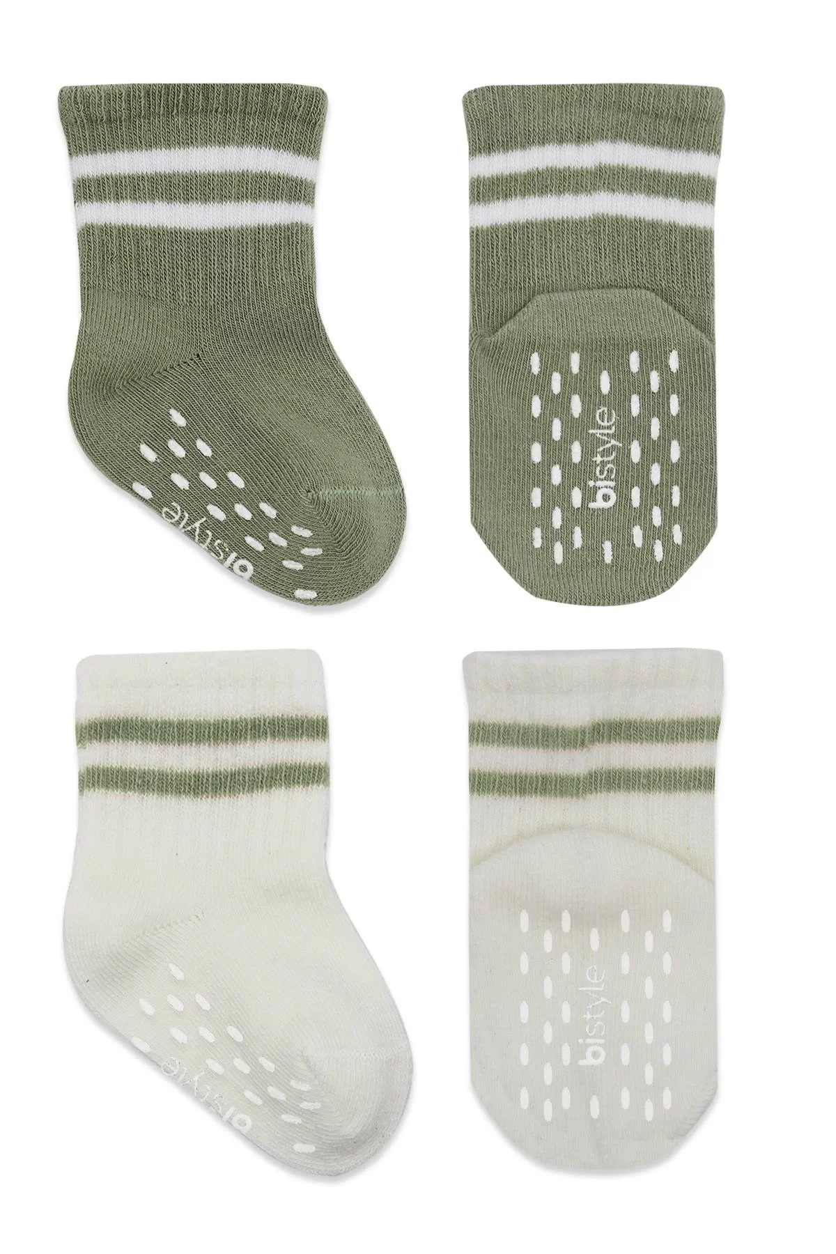 Çemberli Kaymaz Soket Çorap 2'li Nil Ekru - Görsel 8