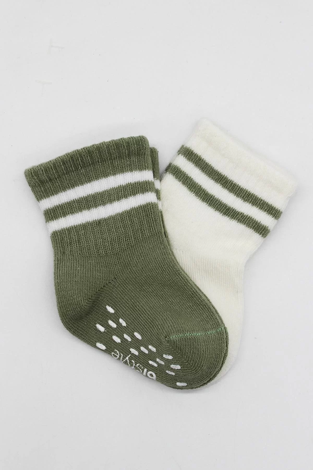 Çemberli Kaymaz Soket Çorap 2'li Nil Ekru - Görsel 10