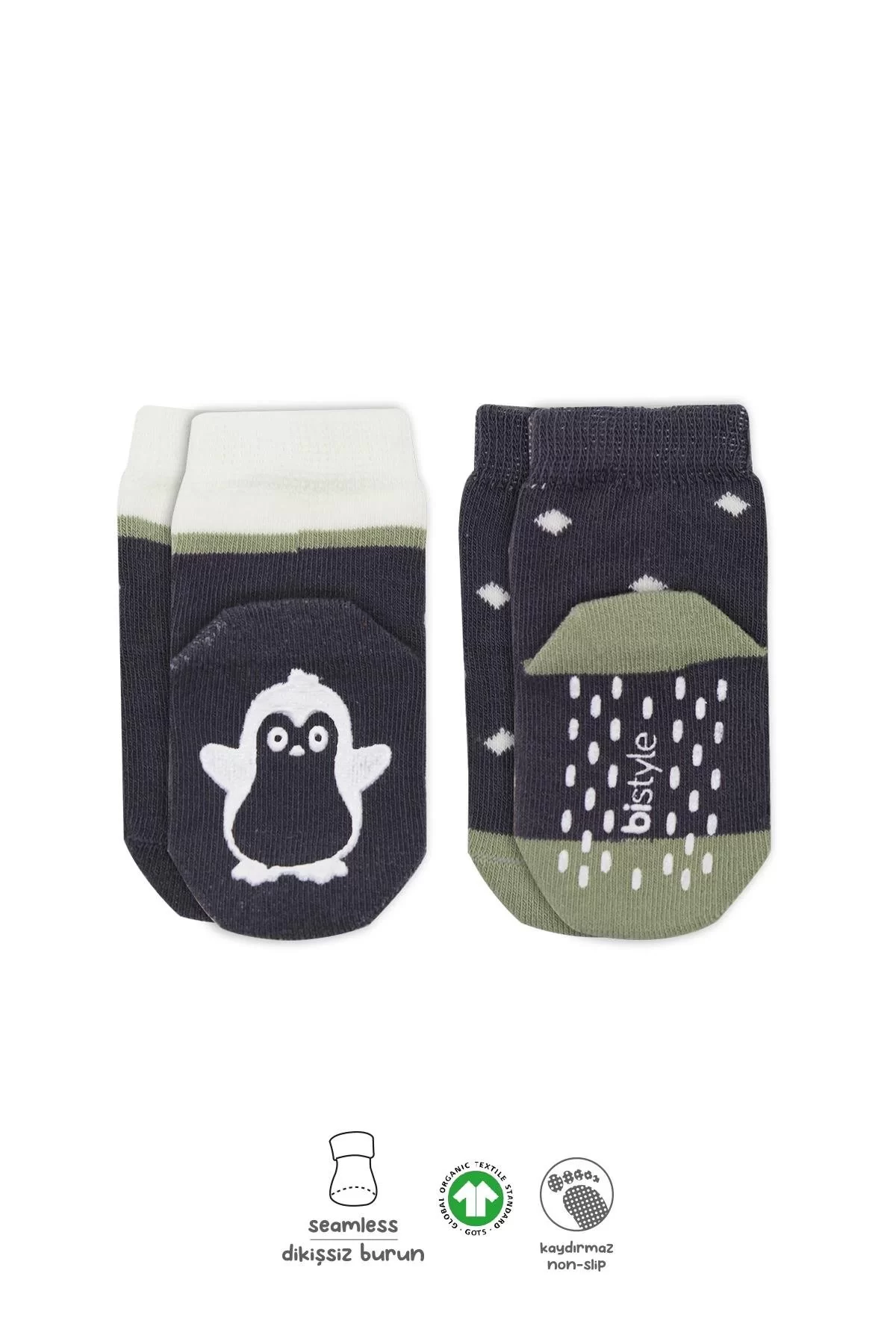 Hayvan Figürlü Kaymaz Erkek Soket Çorap 2'li Antrasit - Görsel 7