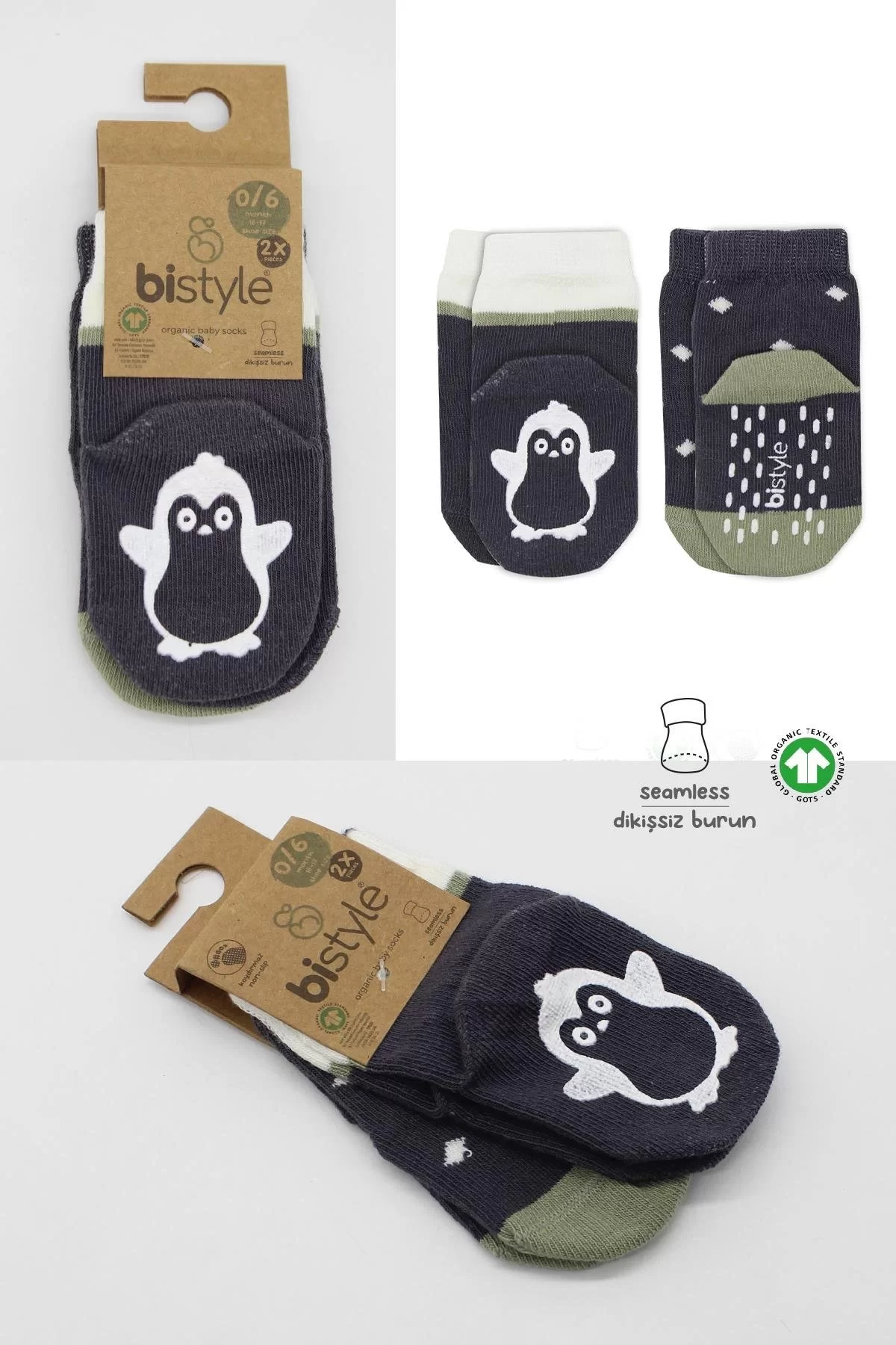 Hayvan Figürlü Kaymaz Erkek Soket Çorap 2'li Antrasit - Görsel 10