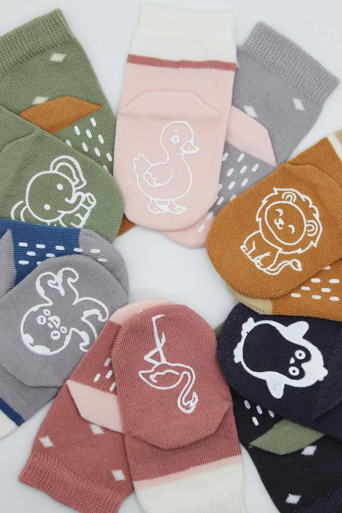 Hayvan Figürlü Kaymaz Erkek Soket Çorap 2'li Antrasit - Görsel 12