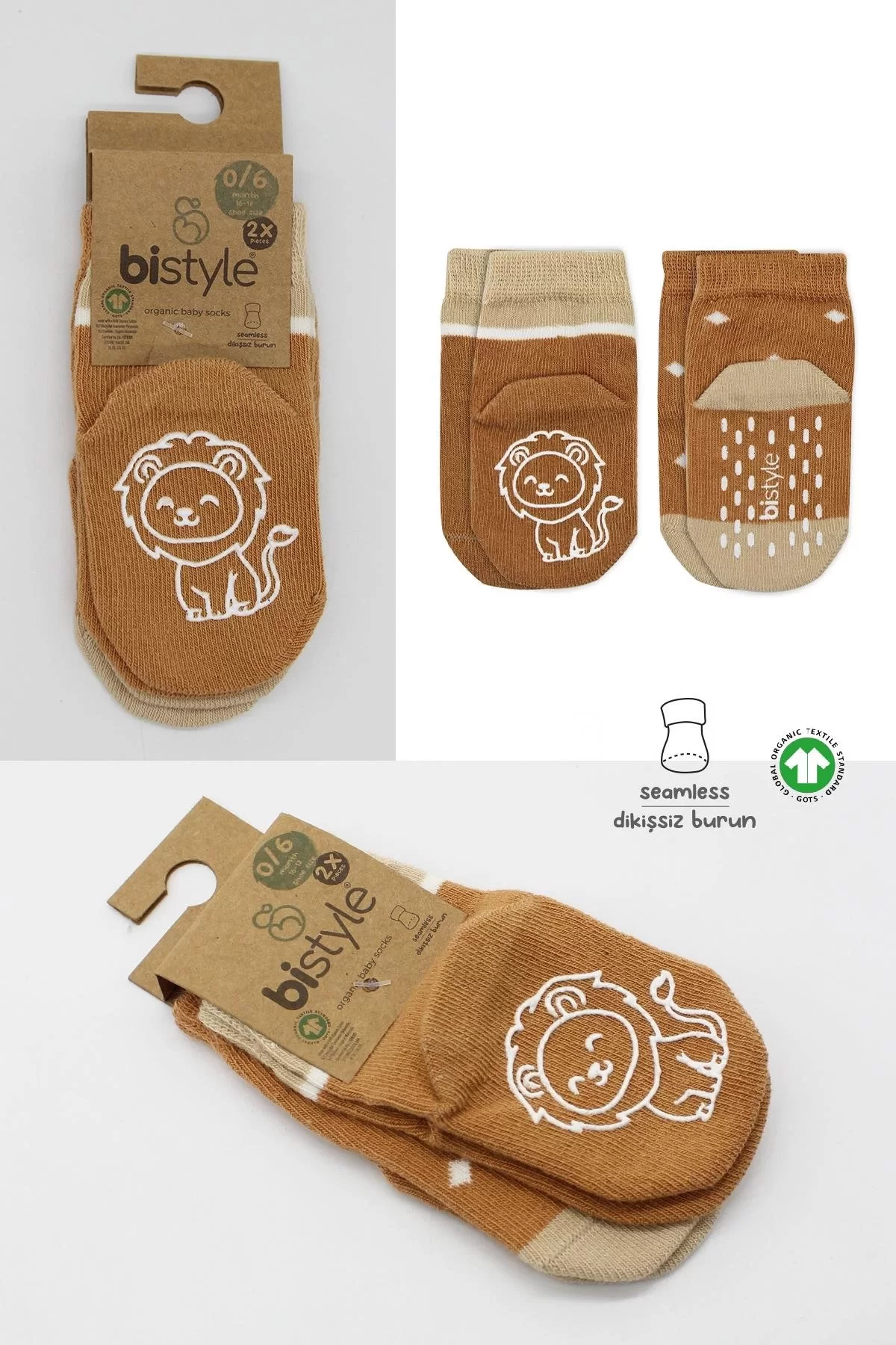 Hayvan Figürlü Kaymaz Erkek Soket Çorap 2'li Hardal - Görsel 10