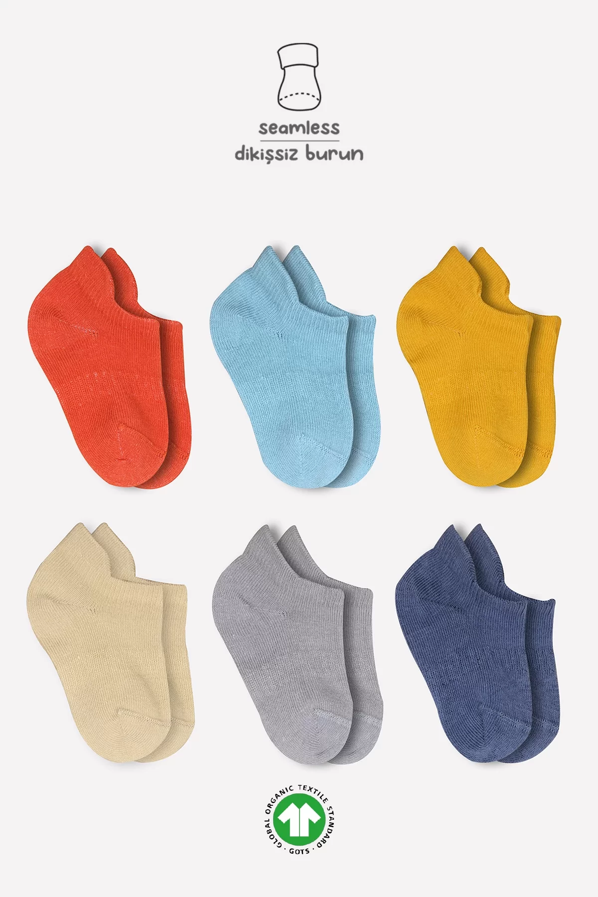 Mix Penye Sneakers Çorap 6'lı Kremit