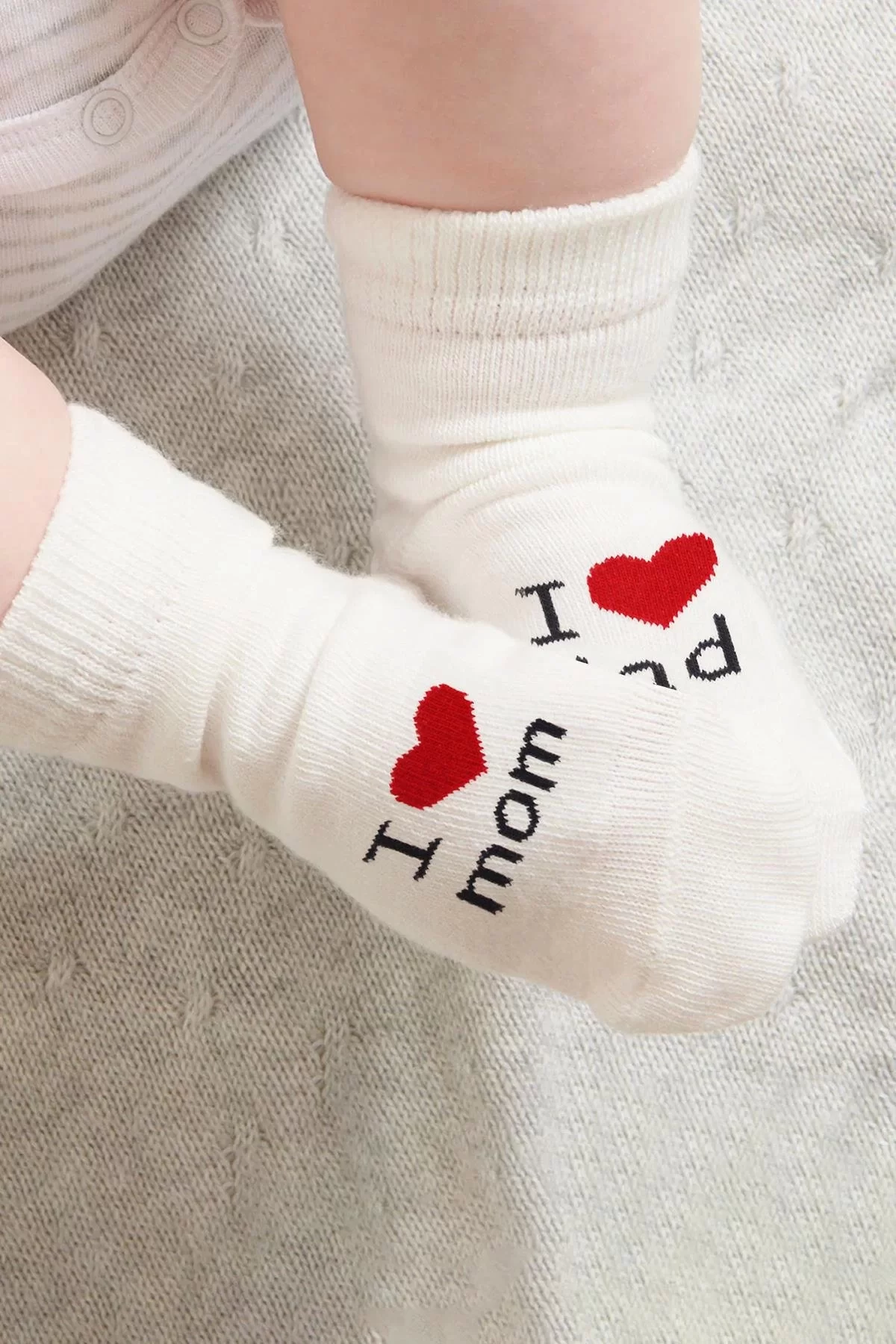 Mom Dad 3'lü Penye Soket Çorap 10123 Ekru - Görsel 3