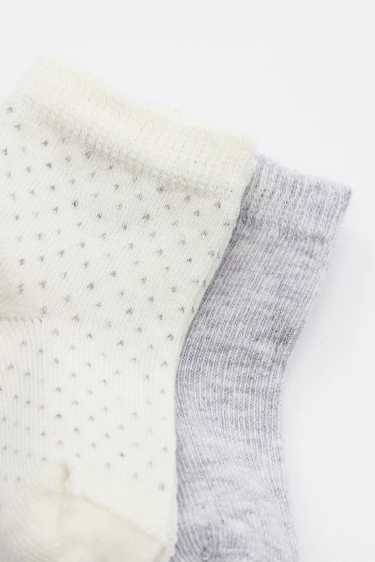 Organik 2li Puan Derby Penye Soket Çorap Gri Ekru - Görsel 11
