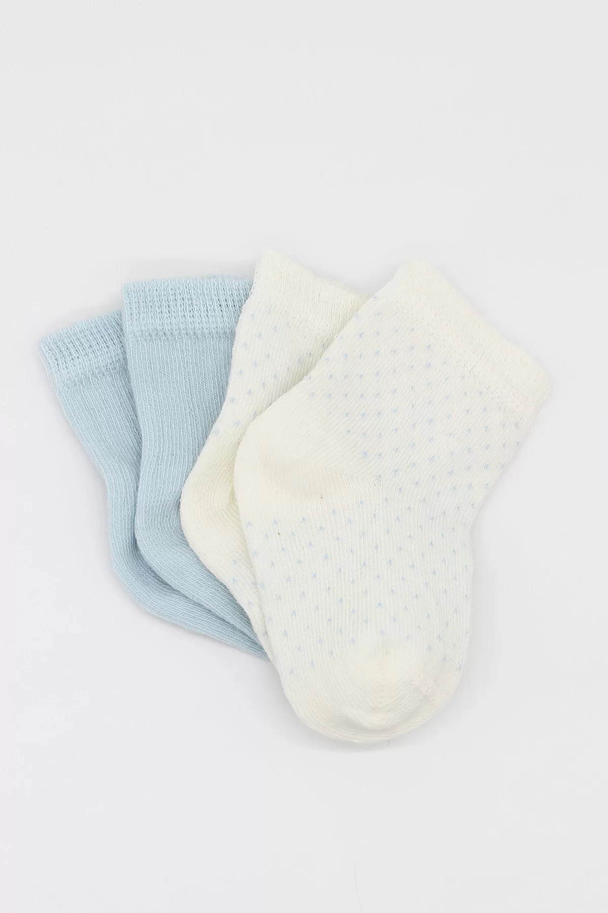 Organik 2li Puan Derby Penye Soket Çorap Mavi Ekru - Görsel 8