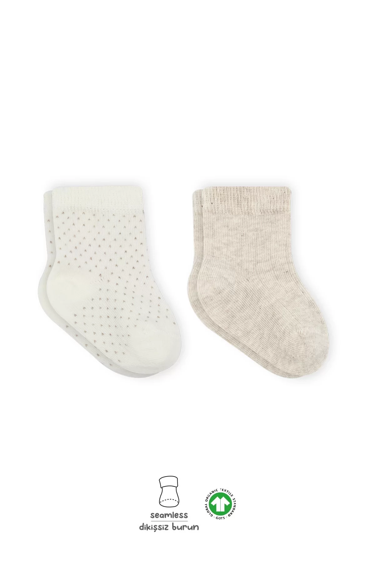 Puan Derby Penye Soket Çorap 2'li Bej Ekru - Görsel 2
