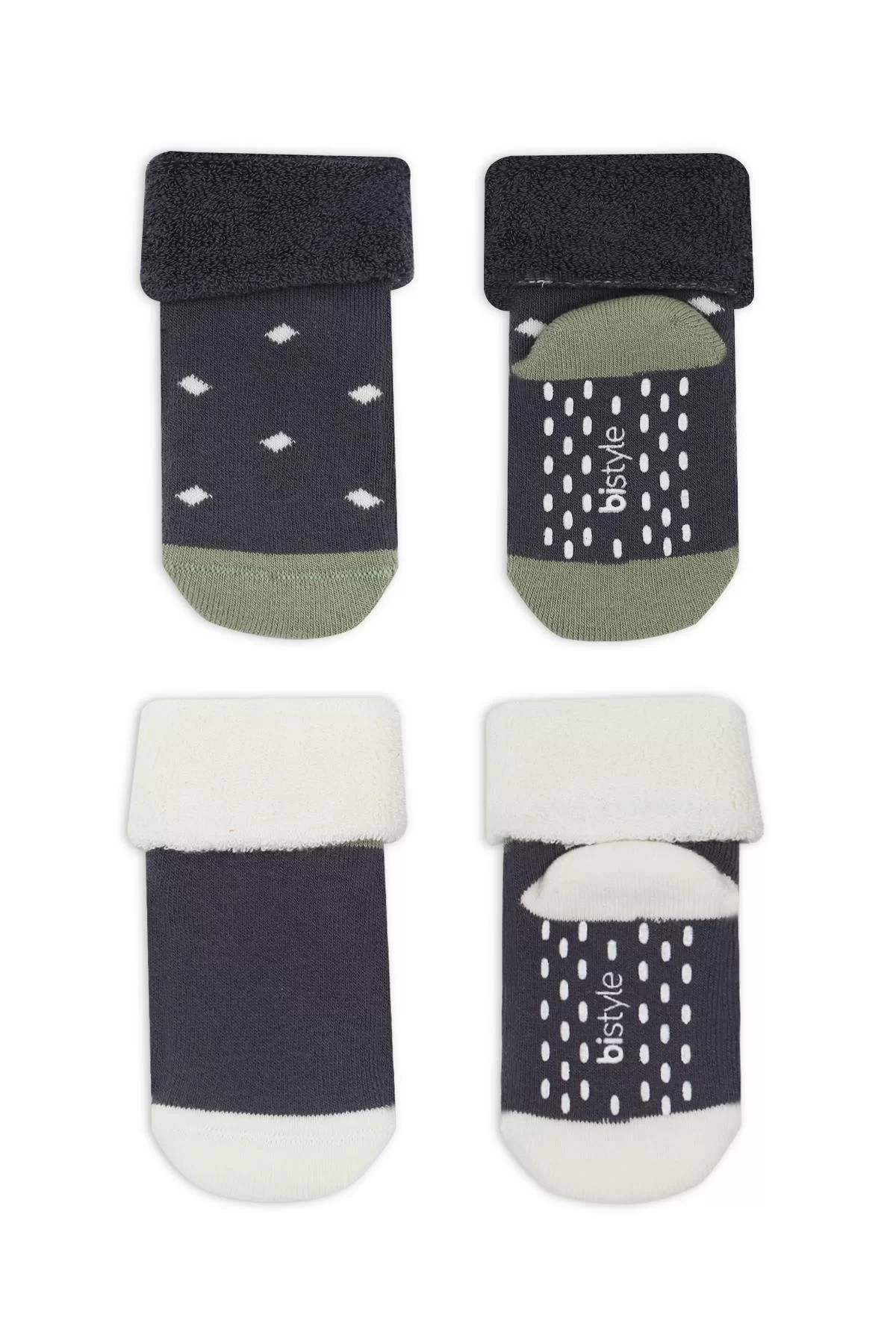 Puanlı Kaymaz Havlu Soket Çorap 2'li Antrasit - Görsel 8