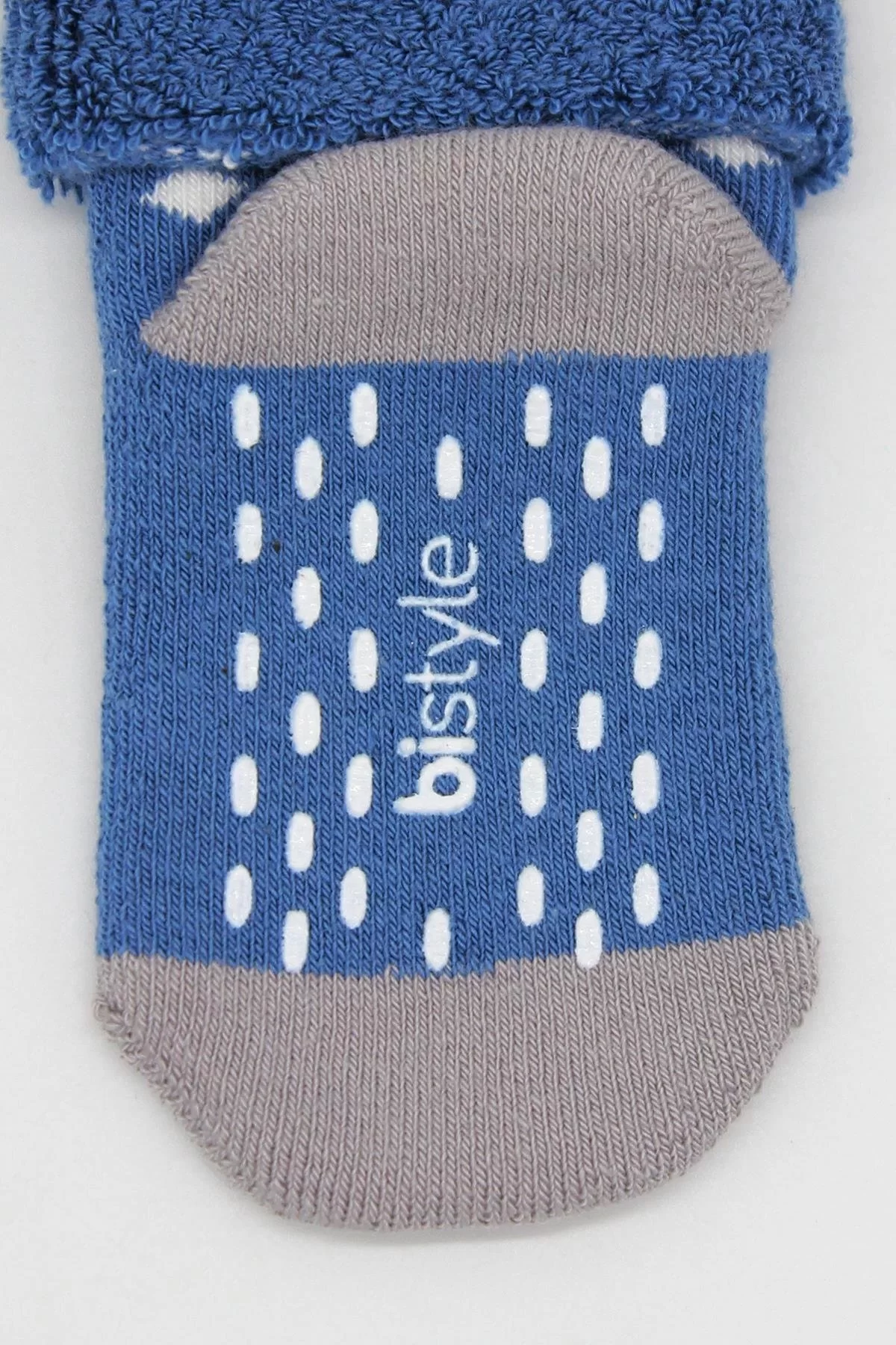 Puanlı Kaymaz Havlu Soket Çorap 2'li İndigo Gri - Görsel 11