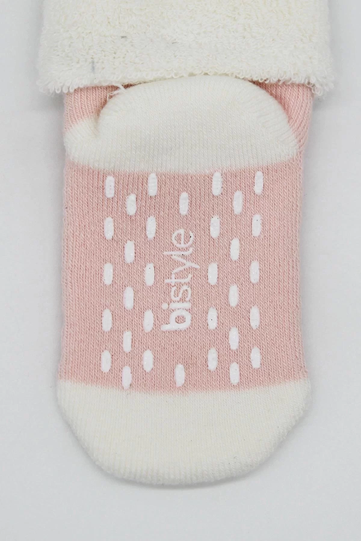 Puanlı Kaymaz Havlu Soket Çorap 2'li Bs10502 Pudra Pembe - Görsel 5