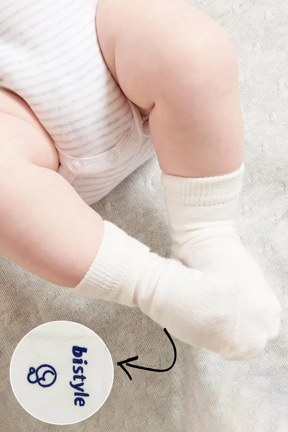 Puanlı Kaymaz Penye Soket Çorap 3'lü Bs10108 İndigo - Görsel 4