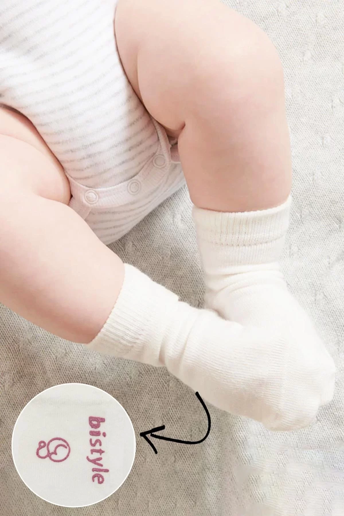 Puanlı Kaymaz Penye Soket Çorap 3'lü Bs10108 Pudra - Görsel 4