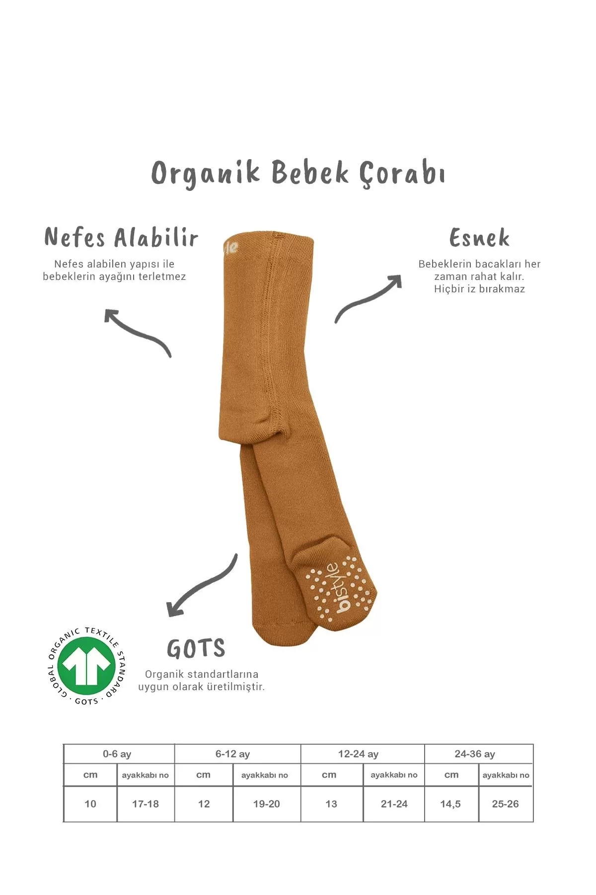 Tekli Kaymaz Mix Havlu Külotlu Çorap Hardal - Görsel 8