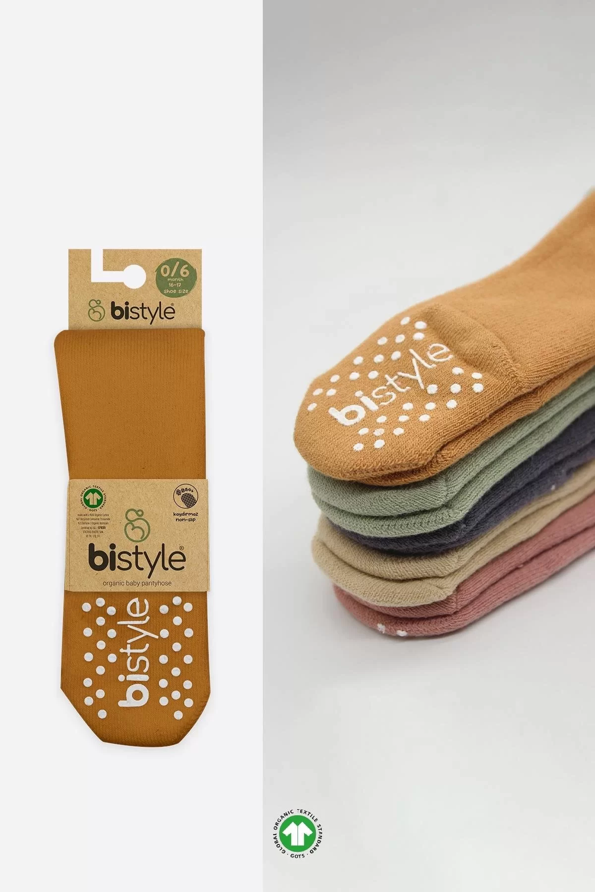 Tekli Kaymaz Mix Havlu Külotlu Çorap Hardal - Görsel 12