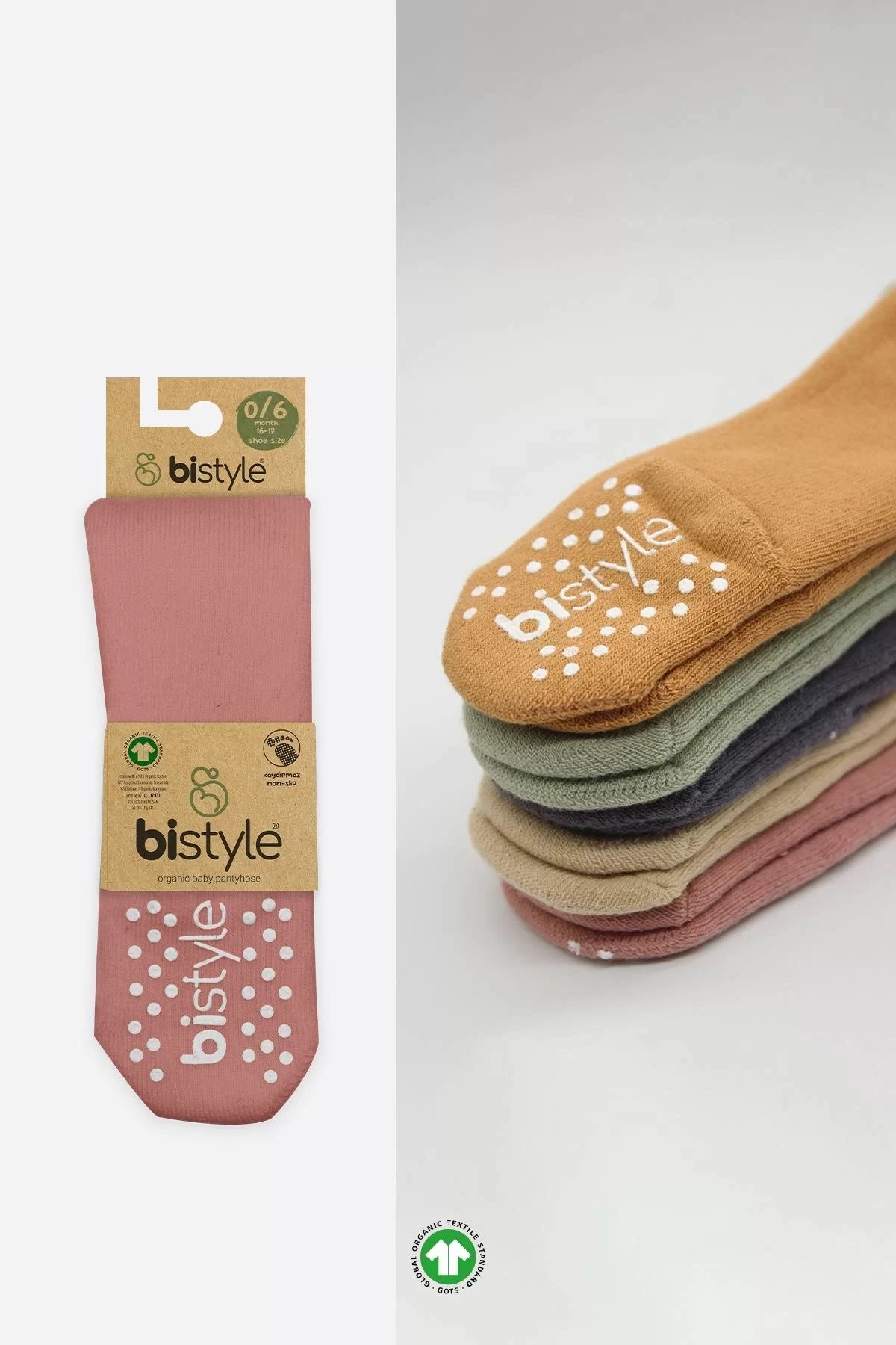 Tekli Kaymaz Mix Havlu Külotlu Çorap Pudra - Görsel 12