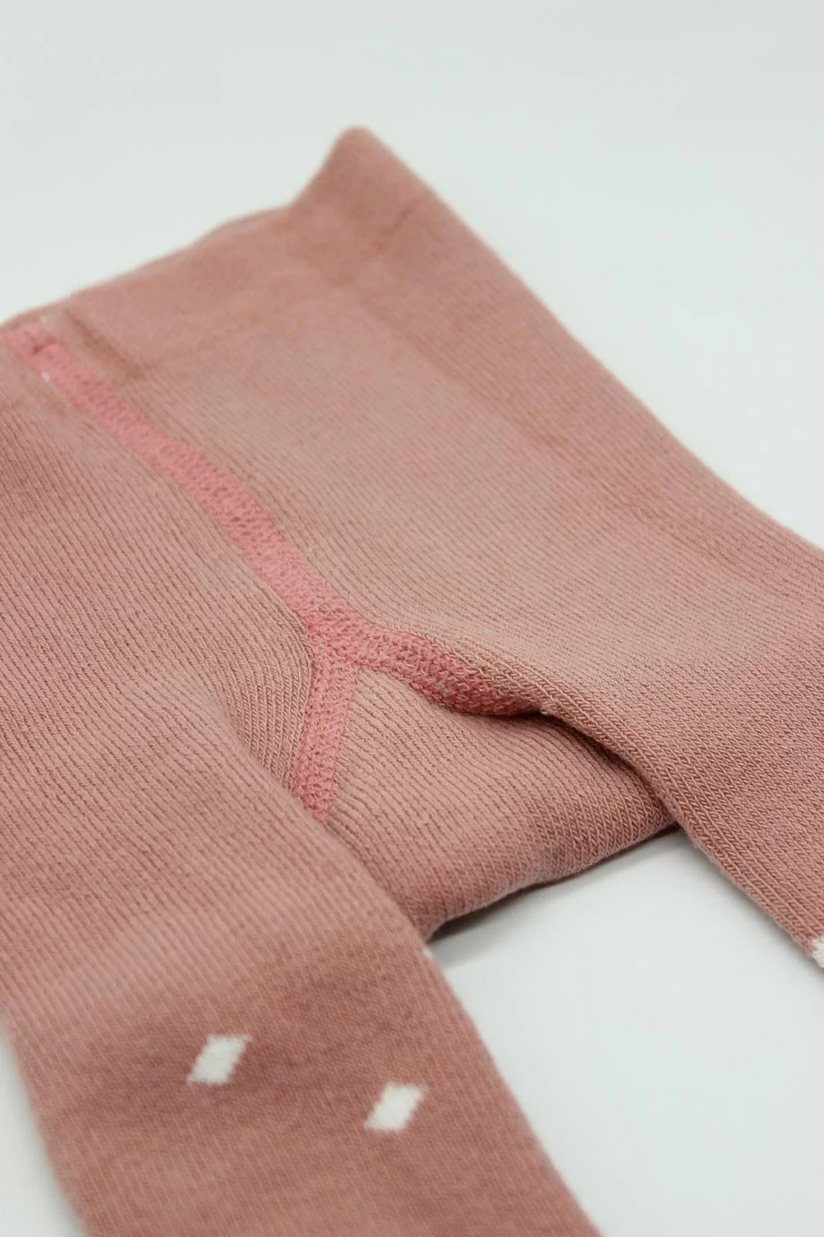 Tekli Puan Kaymaz Havlu Külotlu Çorap Pudra - Görsel 5