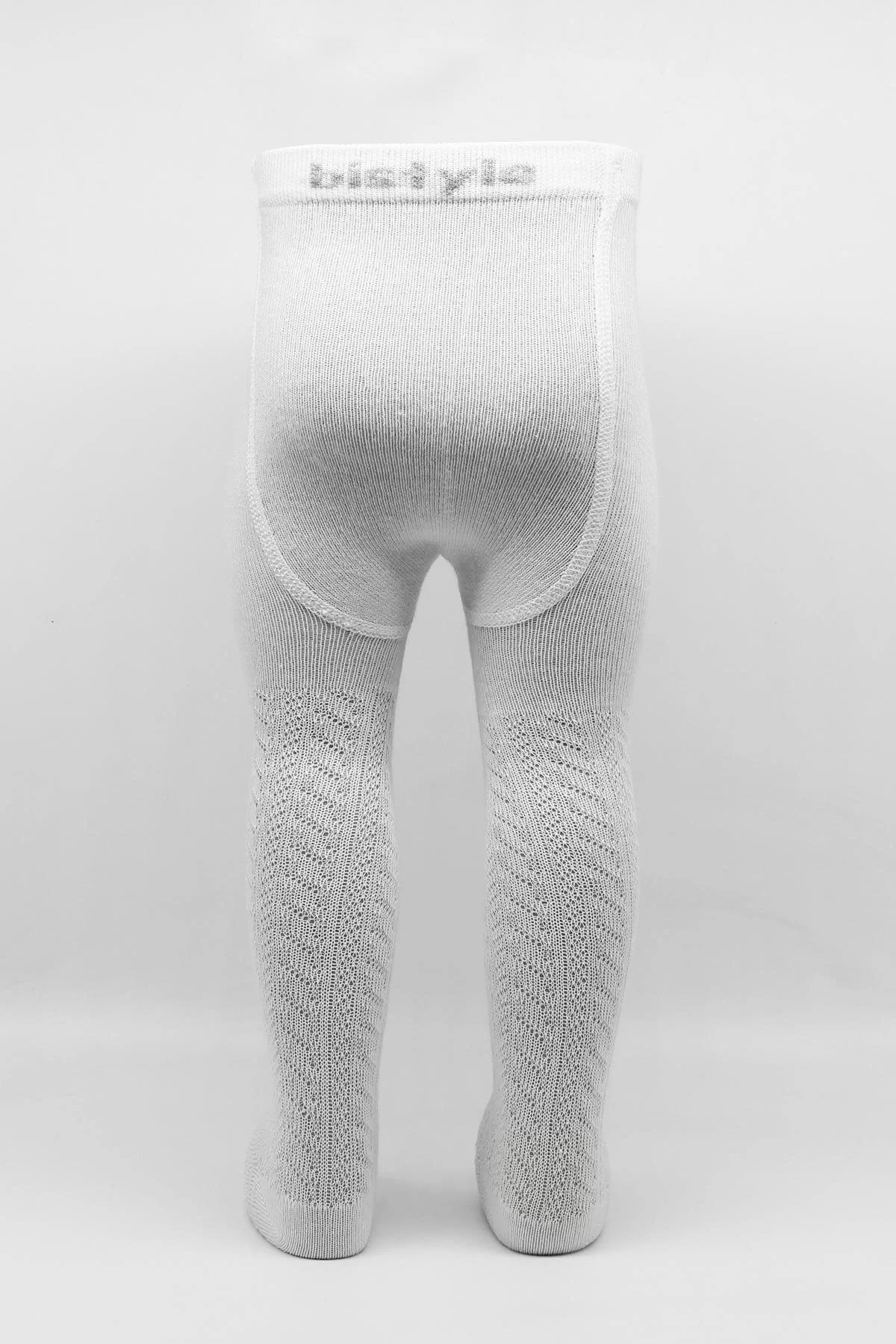 Tekli Zikzak Kabartma Penye Külotlu Çorap Bs50108 Beyaz - Görsel 3