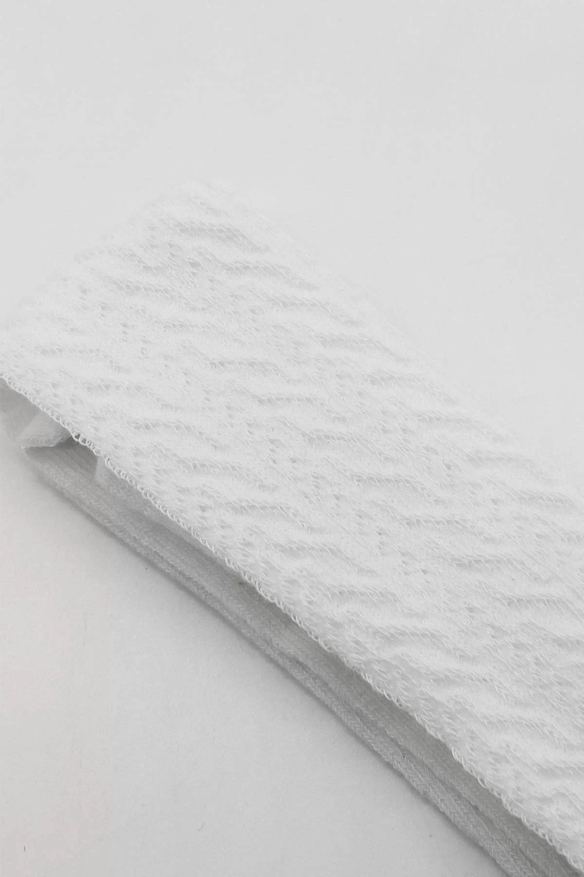 Tekli Zikzak Kabartma Penye Külotlu Çorap Bs50108 Beyaz - Görsel 4