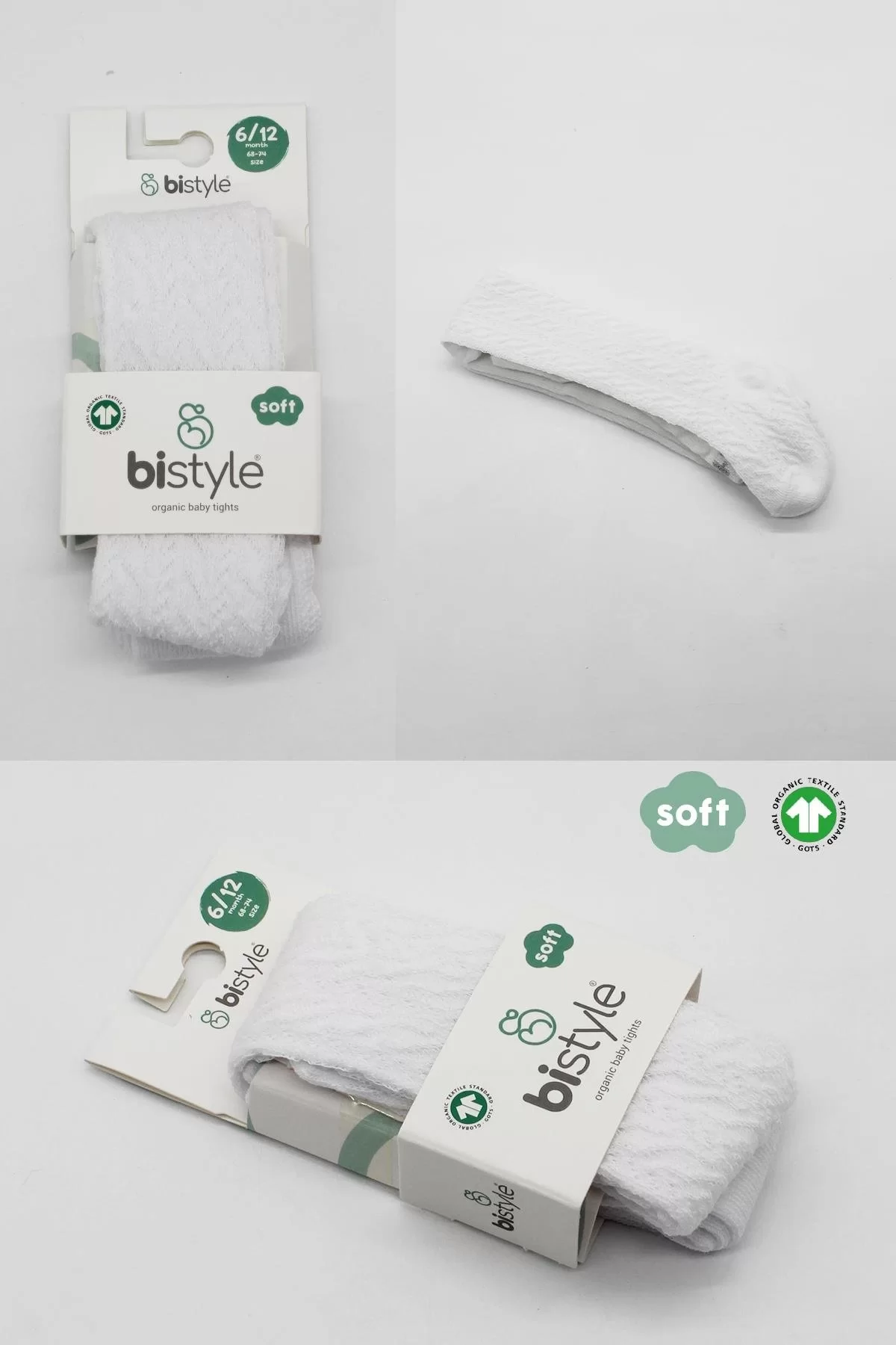 Tekli Zikzak Kabartma Penye Külotlu Çorap Bs50108 Beyaz - Görsel 5