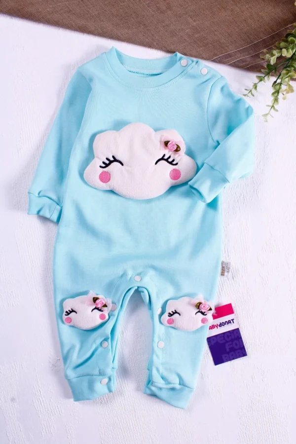 Bulut Figürlü Kız Bebek Tulumu