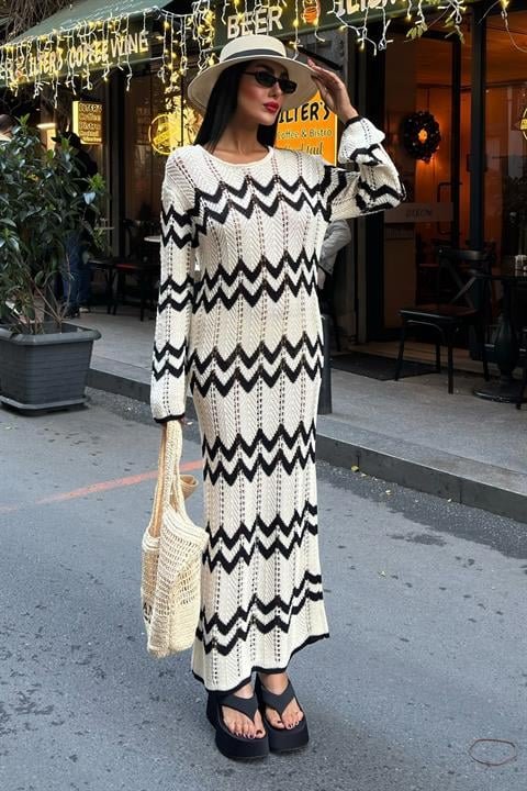 Birit Detaylı Ajurlu Elbise 2839