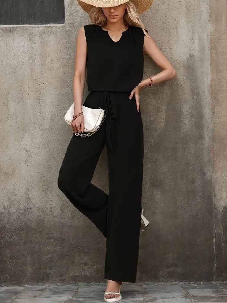 Kadın Kolsuz V Yakalı Aerobin Bluz Ve Belden Kuşaklı Pantolon Ikili Takım - Görsel 8