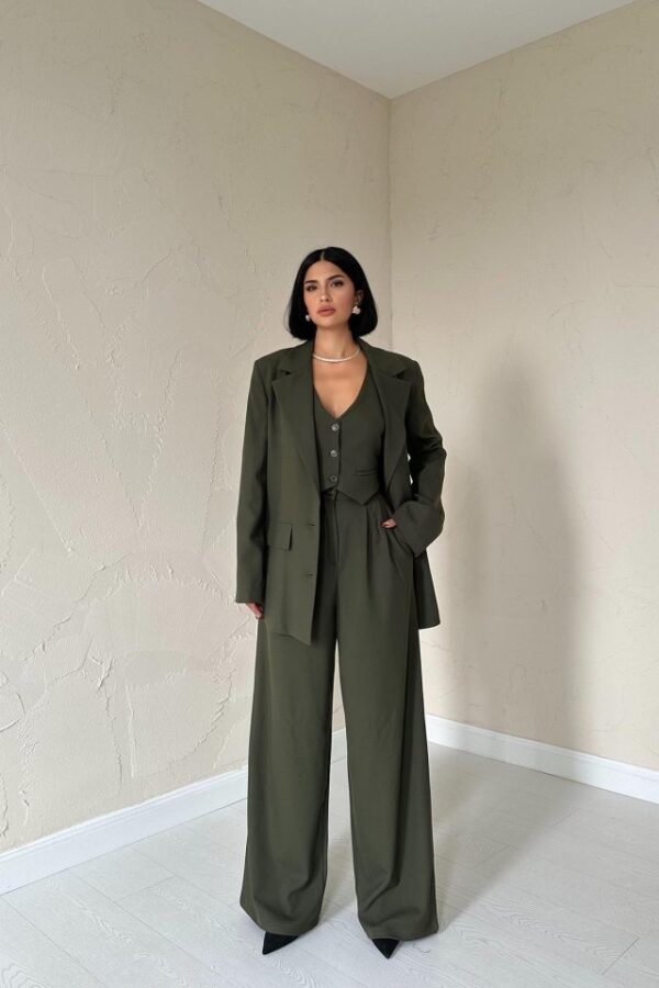 Ekru Klas Ceket Ve Yelek Ve Pantolon Takım