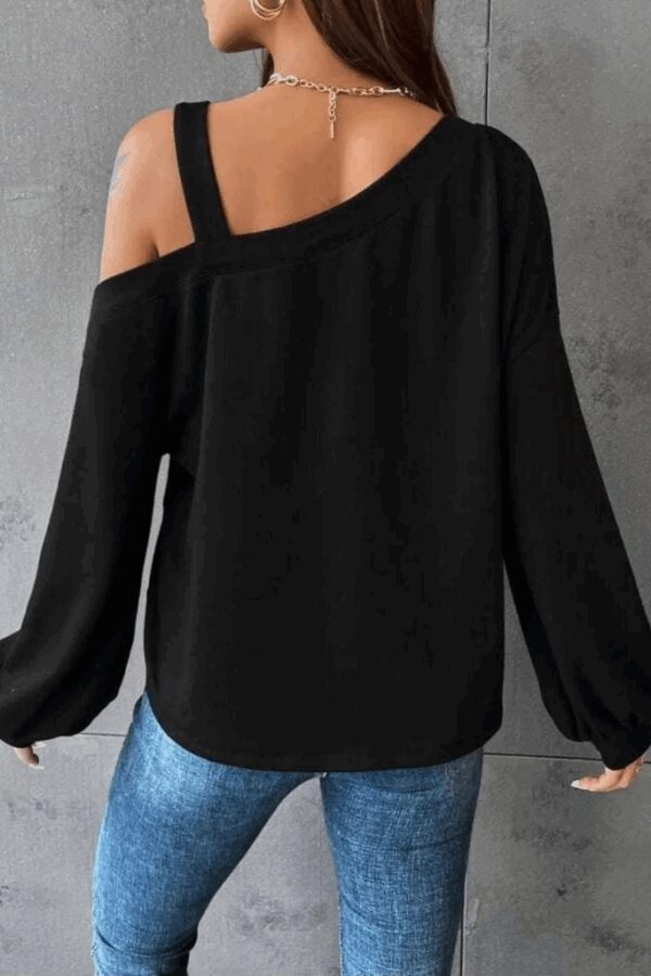 Kadın Uzun Kollu Tek Omuz Askı Detay Salaş Dalgıç Bluz