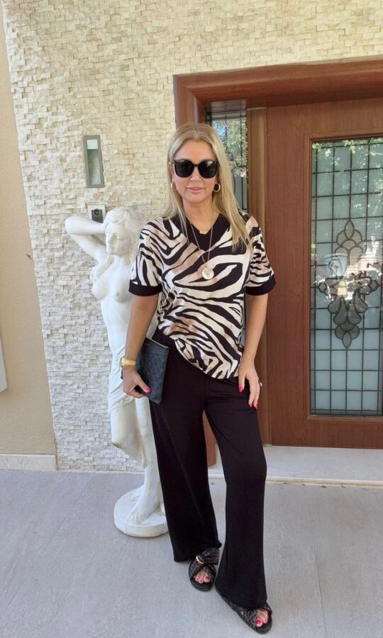 Kadın Zebra Desenli Ikili Takım