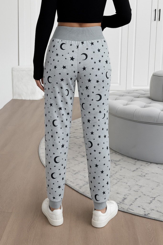 Kadın Yüksek Bel Bağcıklı Desenli Iki Iplik Pantolon - Görsel 11