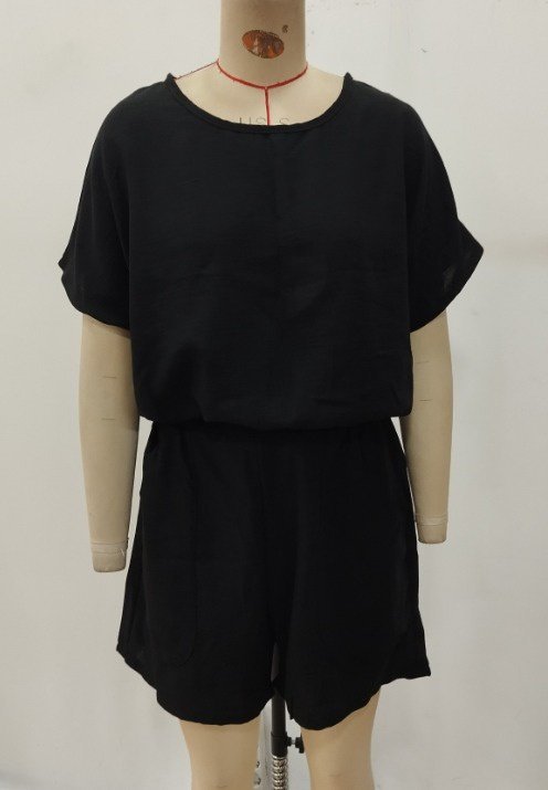 Kadın Kısa Kollu Yuvarlak Yakalı Ithal Keten Bluz Ve Short Ikili Takım - Görsel 4