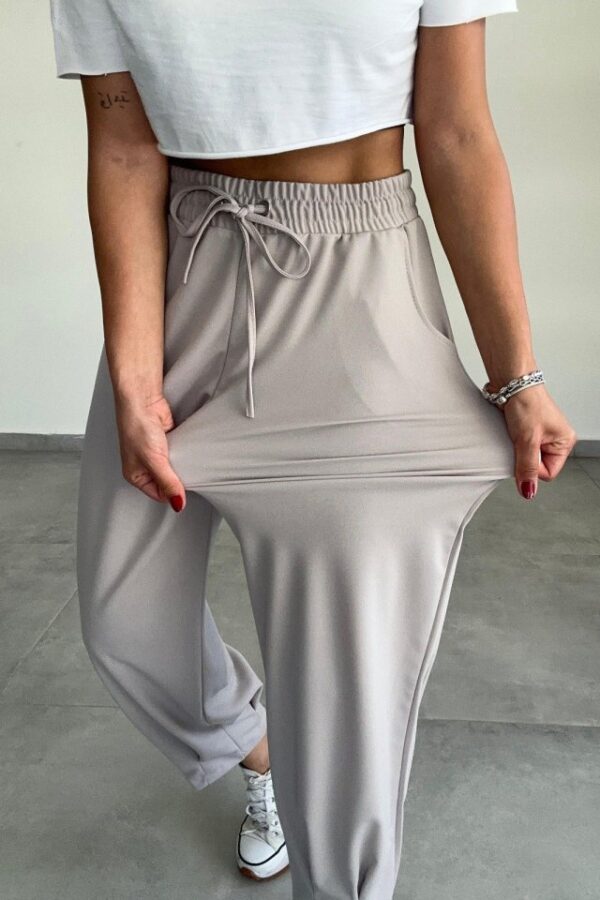 Kadın Dalgıç Krep Full Likralı Paçası Pens Detay Pantolon