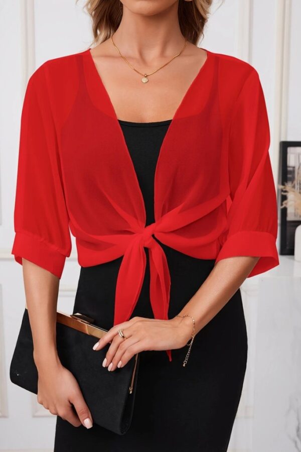 Kadın Truvakar Kol önden Bağlamalı Kısa şifon Bolero Ceket
