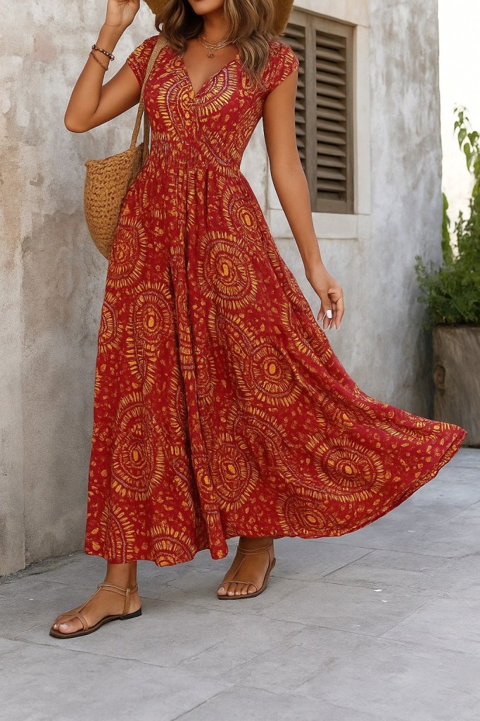 Kadın Kısa Yarasa Kanat Kollu V Yakalı Beli Büzgülü Süprem Elbise - Görsel 11