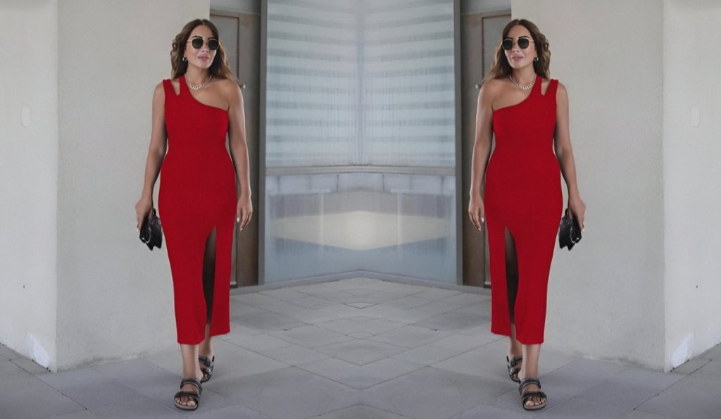 Kadın Kolsuz Tek Omuz Damla Detay Ottoman Kumaş Elbise - Görsel 3