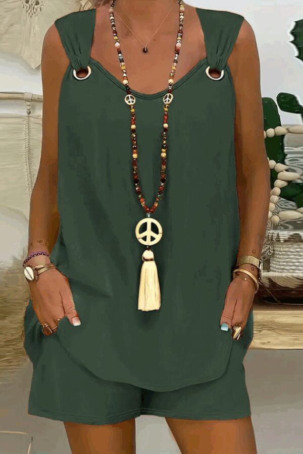 Kadın Sıfır Kol V Yaka Kuş Gözü Detay Bluz Short Aerobin Ikili Takım