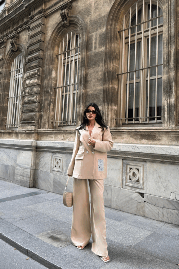 TASARIM ETİKET DETAYLI CEKET - PANTOLON TAKIM - Gri