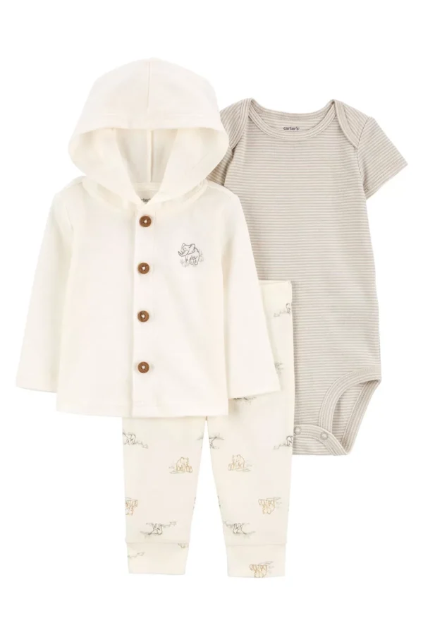 Layette Bebek 3'lü Hırkalı Set Renkli
