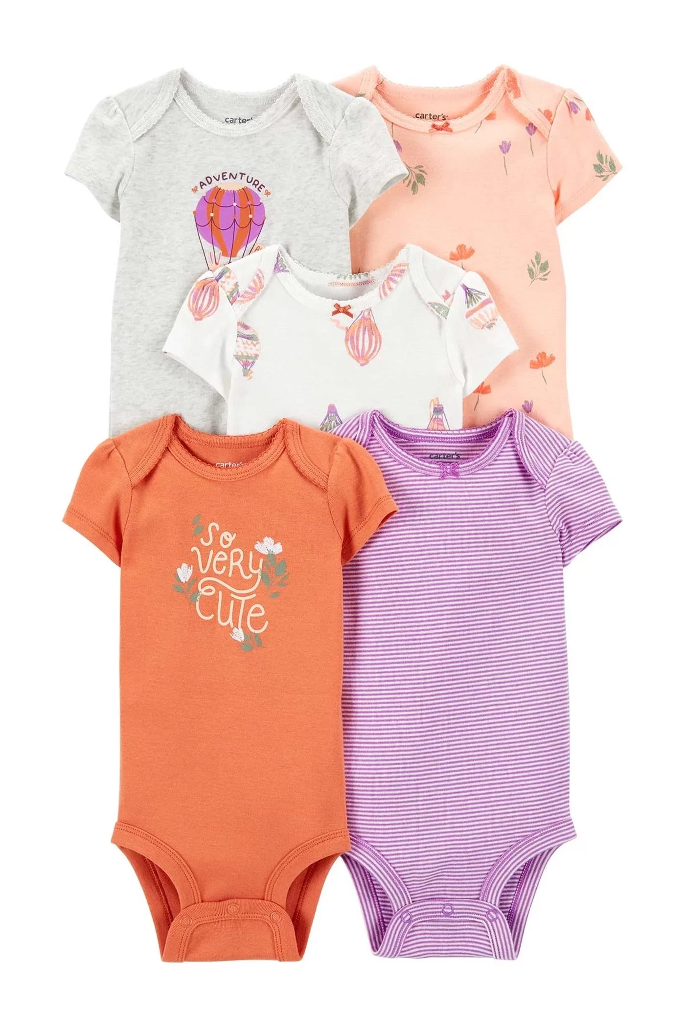 Layette Kız Bebek 5'li Kısa Kol Body Karışık Renkli
