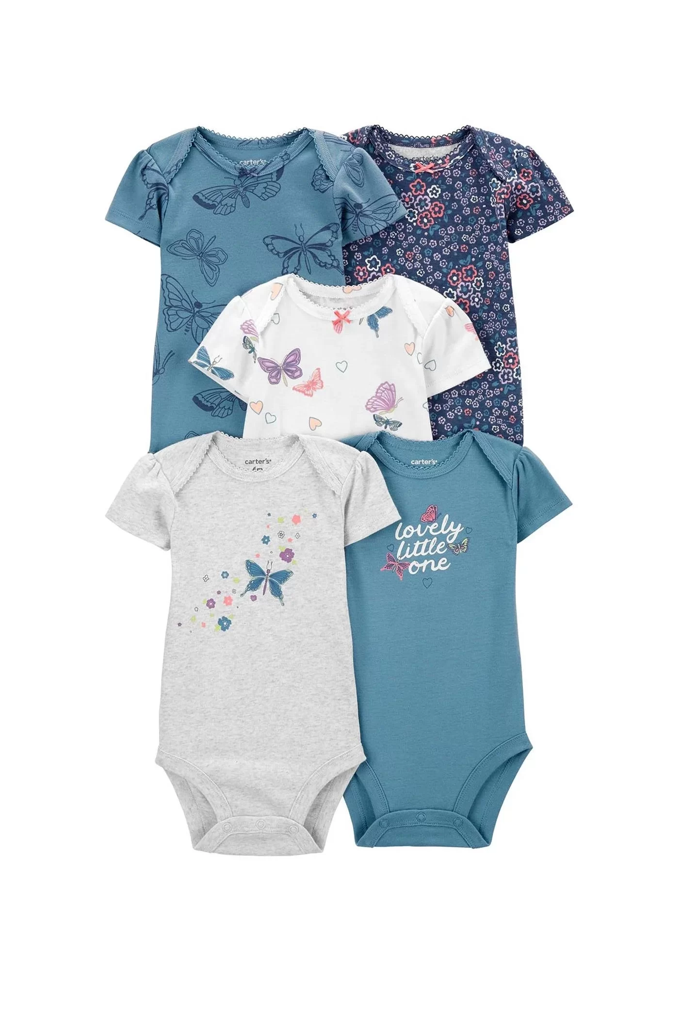 Layette Kız Bebek 5'li Kısa Kol Body Karışık Renkli