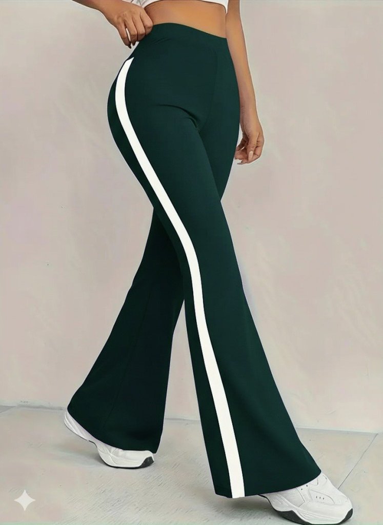 Kadın Yüksek Bel İspanyol Paçalı Yanlardan şerit Detaylı Dalgıç Tayt Pantolon - Görsel 12