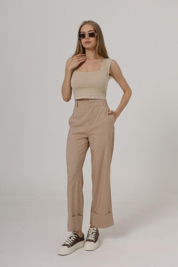 Duble Paça Pantolon - Taş