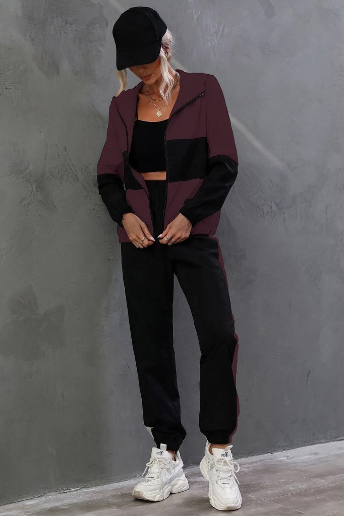 Kadın Uzun Kollu Kapşonlu önden Fermuarlı Viskon Iki Iplik Bluz Ve Pantolon Ikili Takım - Görsel 12