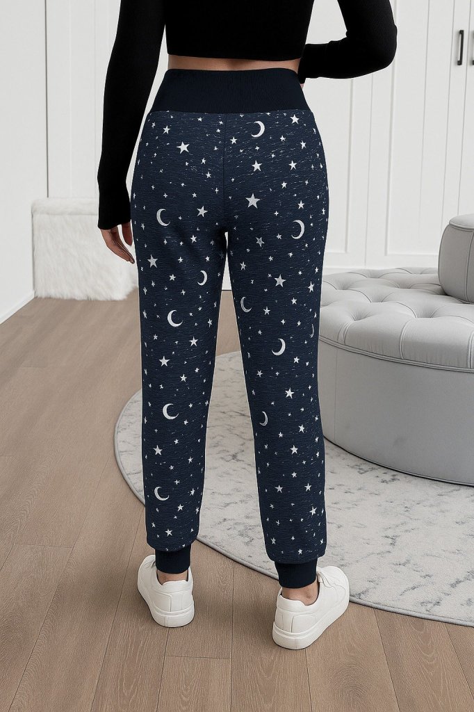 Kadın Yüksek Bel Bağcıklı Desenli Iki Iplik Pantolon - Görsel 5