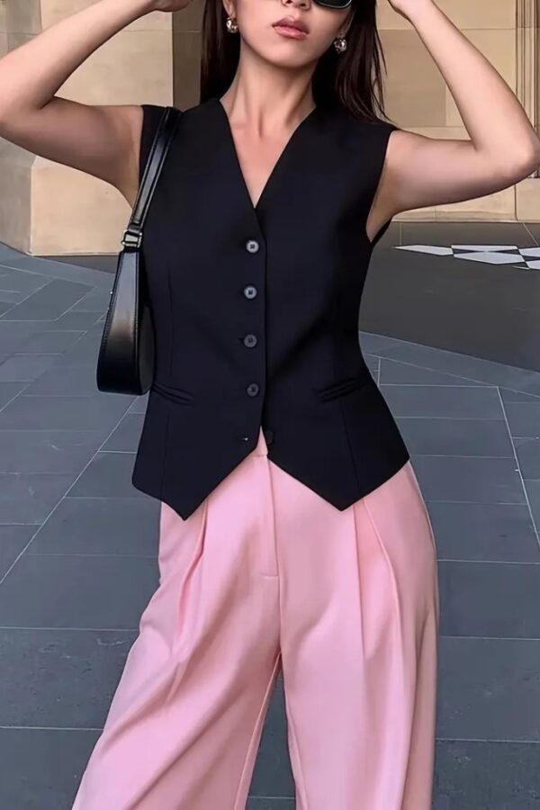 Kadın Sıfır Kollu önden Düğmeli Atlas Yelek