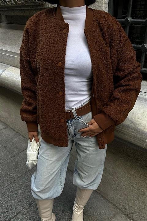 Kıvırcık Kürklü İçi Astarlı Bomber Ceket 6120