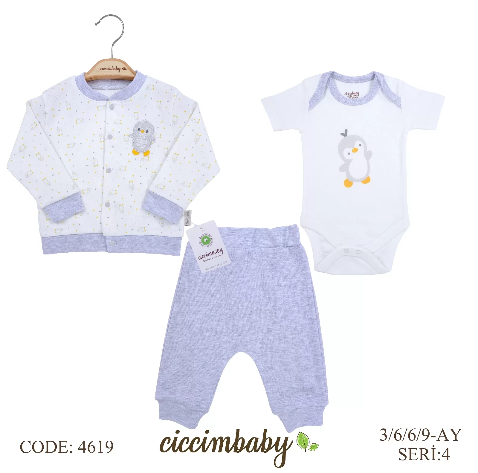 Penguen Desen 3lü Takım Karmelanj - Görsel 2