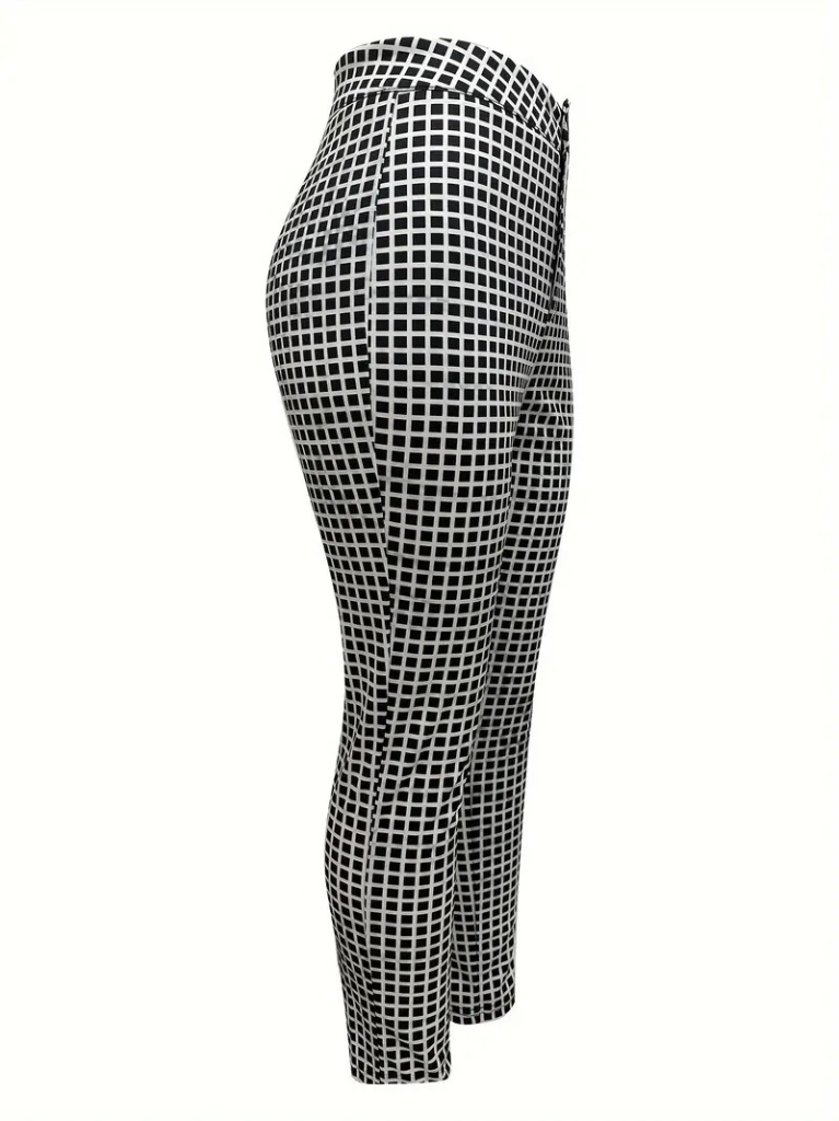 Kadın Yüksek Bel Desenli Dalgıç Pantolon - Görsel 5