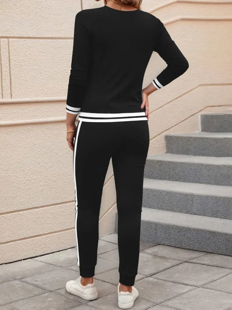 Kadın Uzun Kollu V Yakalı Ribanalı Viskon Iki Iplik Bluz Ve Pantolon Ikili Takım - Görsel 7